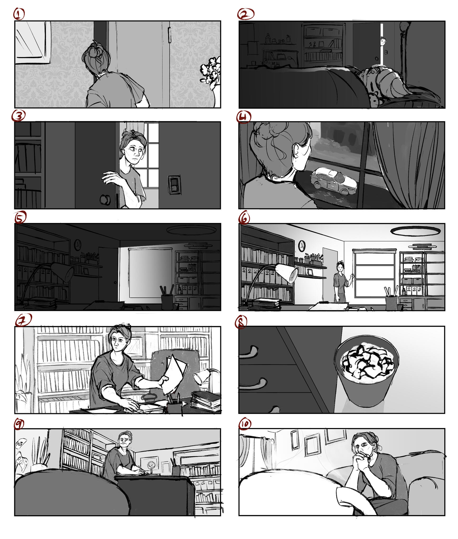 Beat boards done based on a film script.