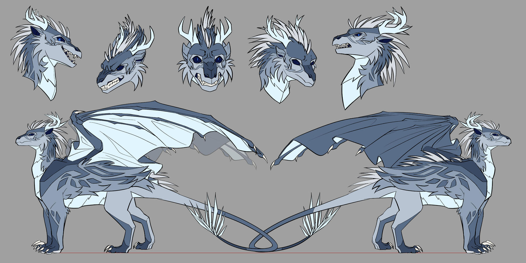 A redesign of the IceWing tribe from book series 'Wings of Fire', featuring the character Hailstorm.