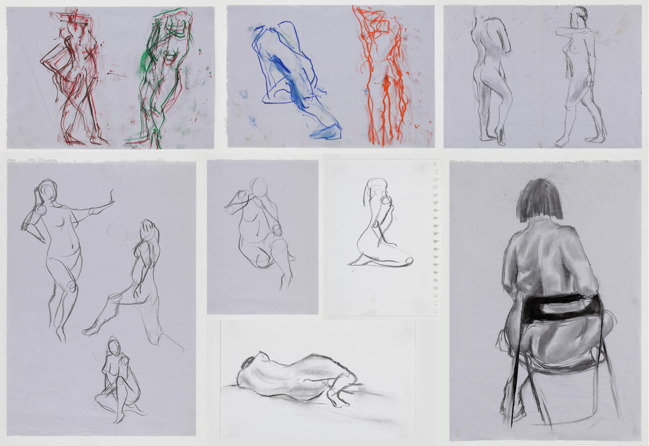 Live drawing; Oil pastel, charcoal