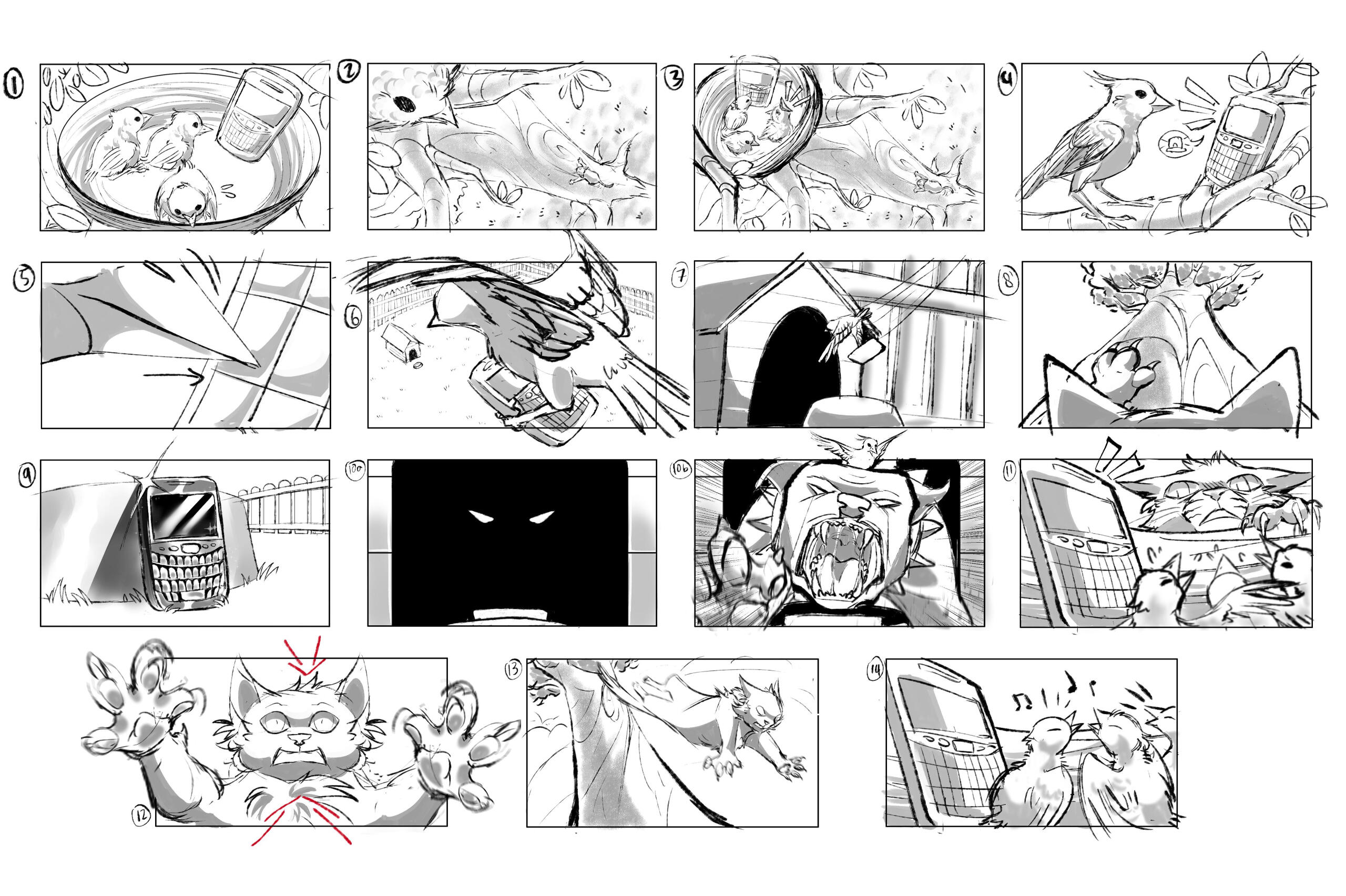 Beat boards done for class based on a commercial script.
